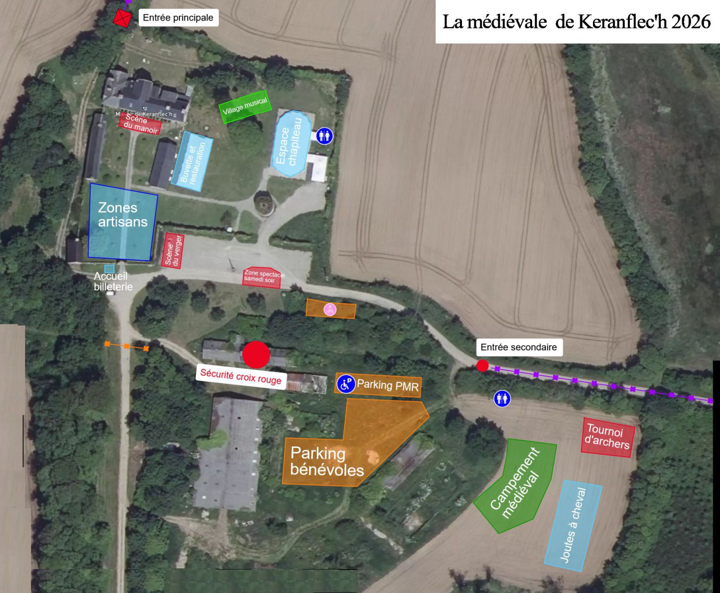 Plan 2026 de la Médiévale de Keranflec'h Plan d'implantation de la médiévale de Keranflec'h