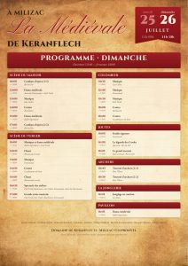 Programme animations la médievale par lieu 2026 dimanche