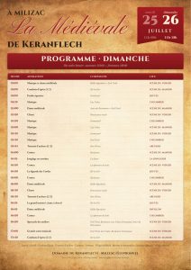 Programme animations la médievale par horaires 2026 dimanche